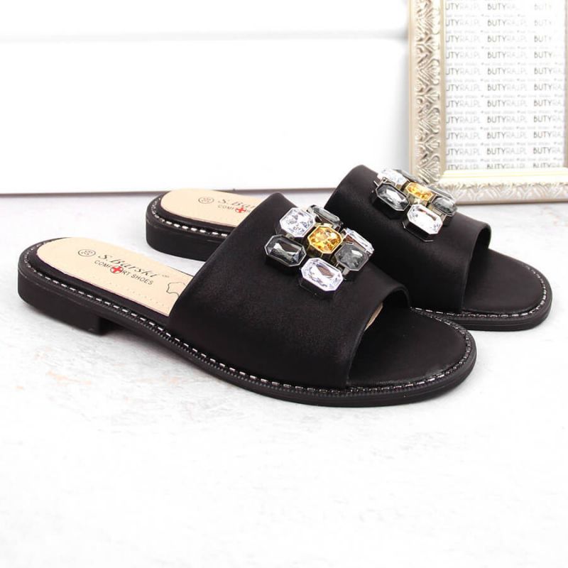 Flip-flops with rhinestones S.Barski W OLI262A, black Footwear/Lifestyle/S.Barski Your Sports Performance