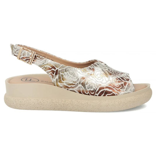 Women's leather wedge sandals, gold, Filippo DS7581 Filippo
