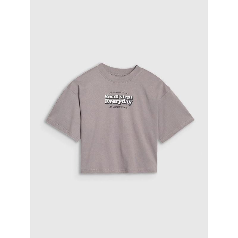 Girls' oversize printed crop top 4F 4FJRSS25TTSHF2587-83S *Kategoria tymczasowa Your Sports Performance