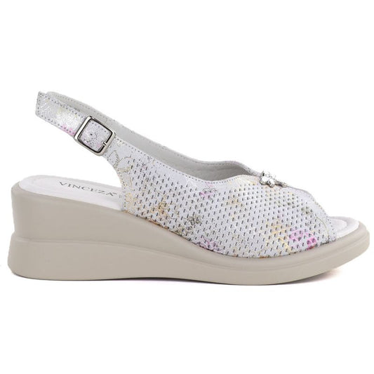 Women's leather wedge sandals gray Vinceza 26-79614 Vinceza