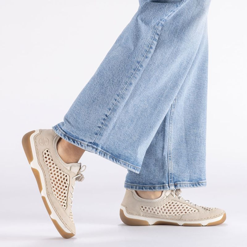 Women's comfortable openwork shoes, beige, Rieker 55960-60 Rieker