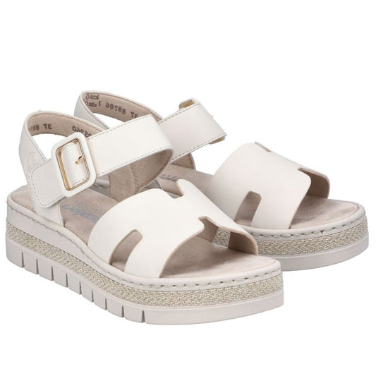 Women's beige wedge sandals Rieker V4952-60 Rieker