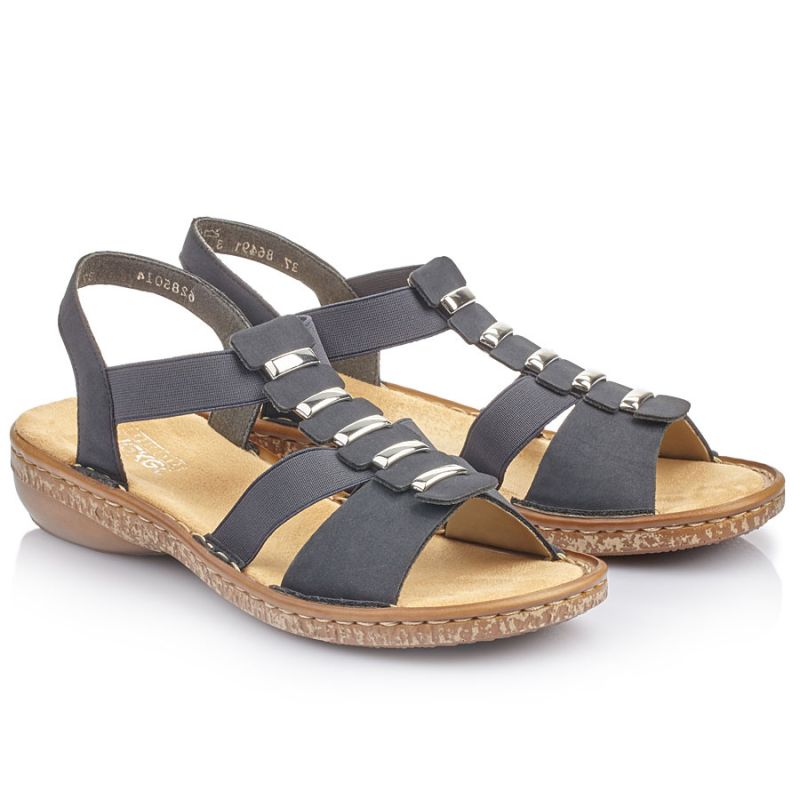 Comfortable women's slip-on sandals with elastic straps Rieker 62850-14 Rieker