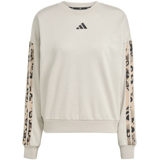 Women's adidas Animal Print 3-Stripes French Terry Sweatshirt Cream JM1836 In preparation Adidas