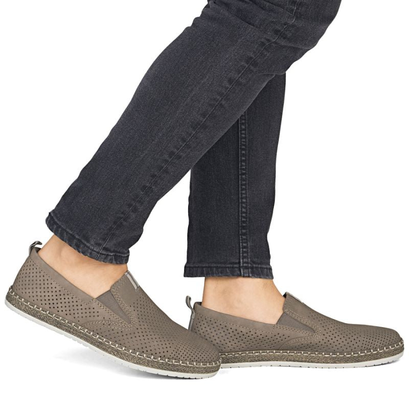 Men's brown leather moccasins, openwork, comfortable, Rieker B5286-25 Rieker