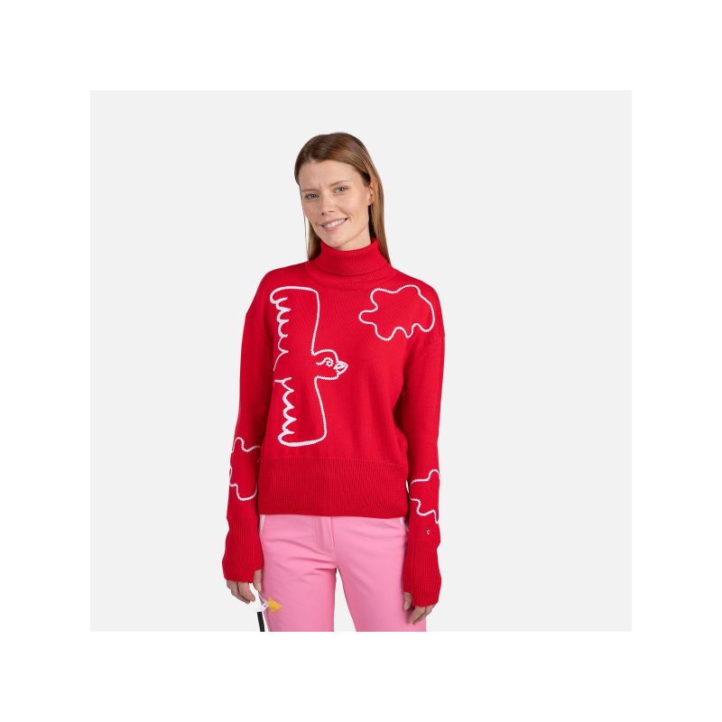 Rossignol W Jcc Roll Neck Sweater Red Import z PMSport Your Sports Performance