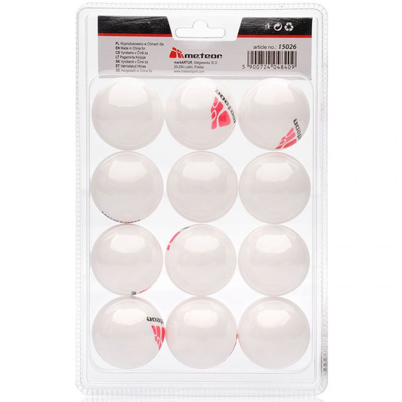 A set of 12 ping pong balls Meteor 15026 Accessories/Balls/Table Tennis Your Sports Performance