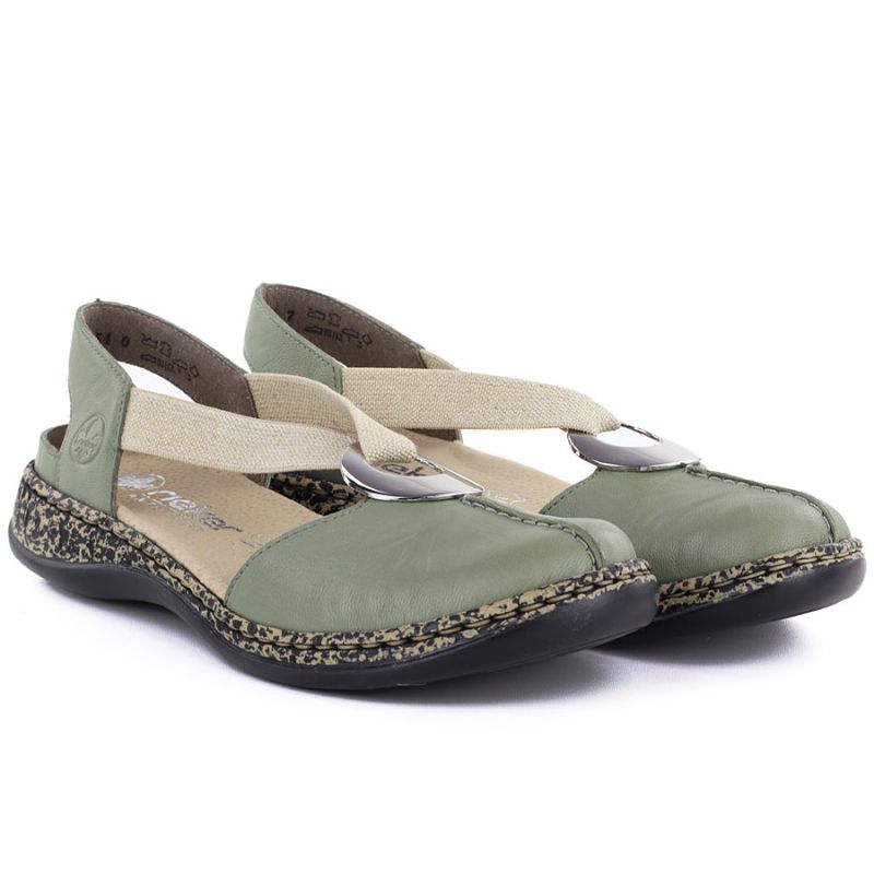 Rieker 46461-52 Green Leather Closed-Toe Sandals Rieker