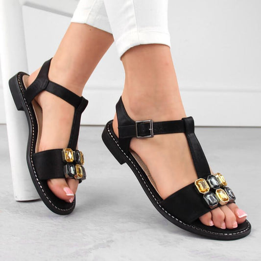 Comfortable sandals with zircons S.Barski W OLI261A, black Footwear/Lifestyle/S.Barski Your Sports Performance