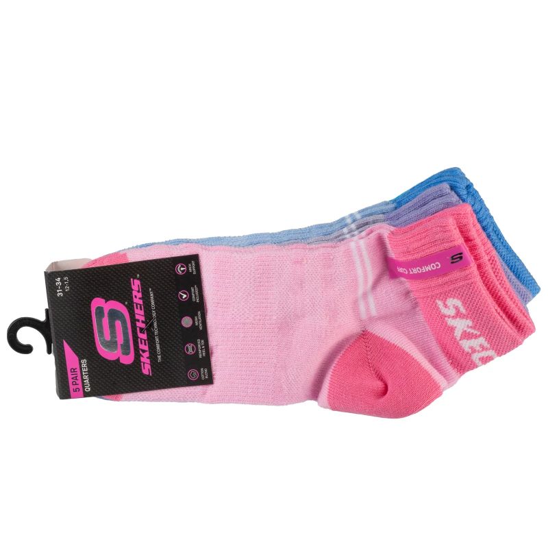 Skechers Mesh Ventilation Quarter Boys and Grils 5PPK Socks SK42055-4130 Pink 31-34 In preparation Your Sports Performance