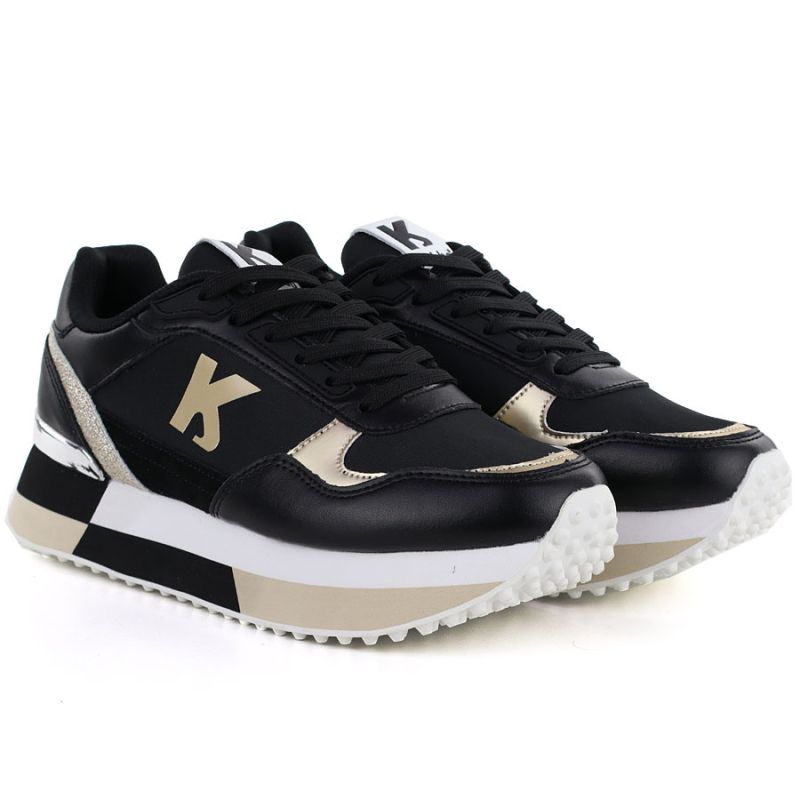 Women's leather sports shoes black Kobbo 100102 Kobbo