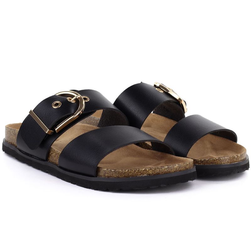 Women's black flip-flops with buckle Potocki 54325 Potocki