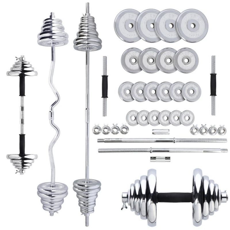 3-in-1 HMS STC55 weight set (dumbbells, straight barbell and curl barbell) chrome plated in a 55kg case In preparation Your Sports Performance
