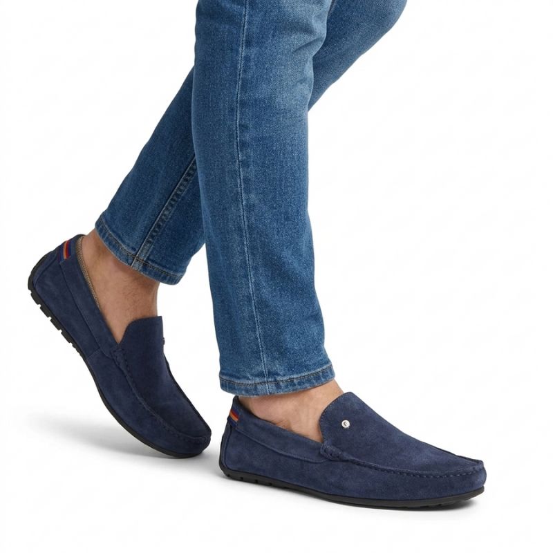Men's leather moccasins, navy blue, Filippo MP923 Filippo
