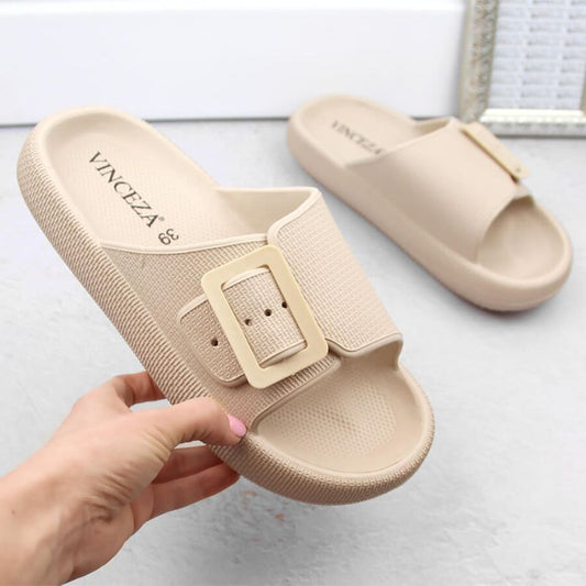 Vinceza W JAN308 beige buckle flip-flops Footwear/Lifestyle/Vinceza Your Sports Performance