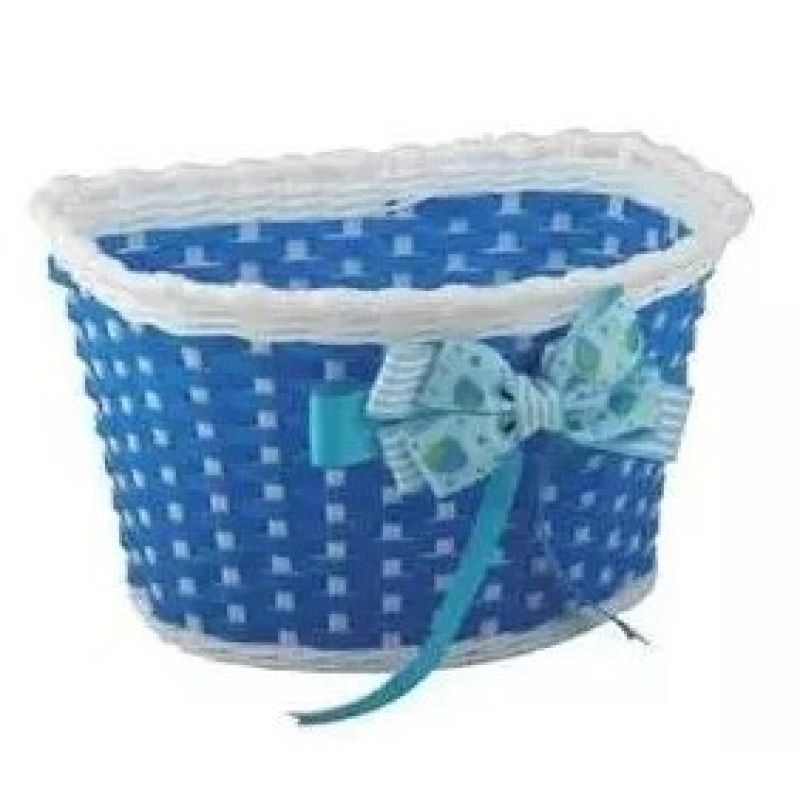 Bicycle basket plastic front white blue bun. In preparation Your Sports Performance