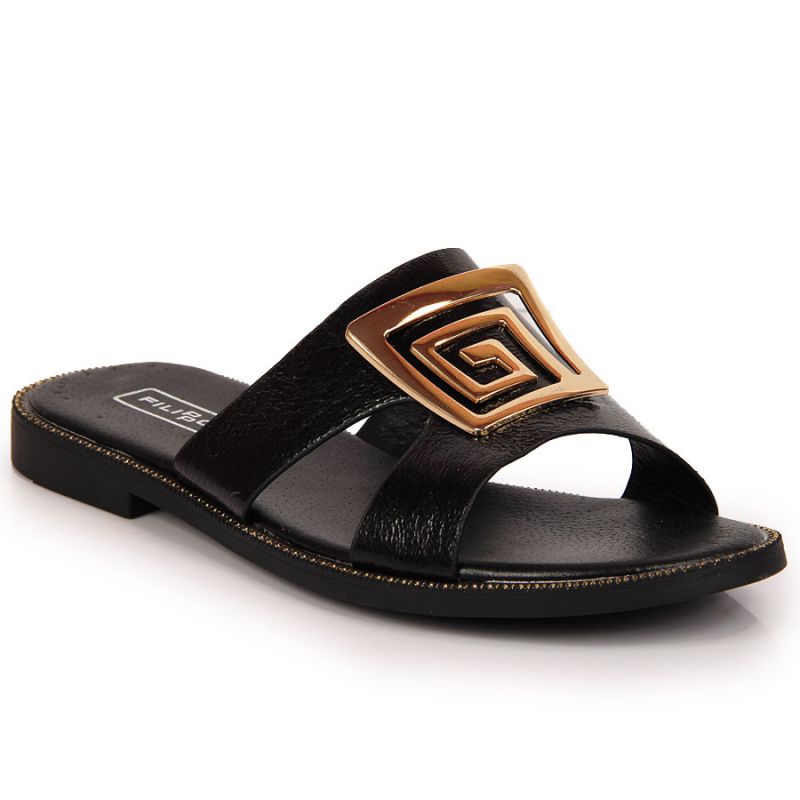 Black slippers with ornament W Filippo Footwear/Lifestyle/Peak Your Sports Performance