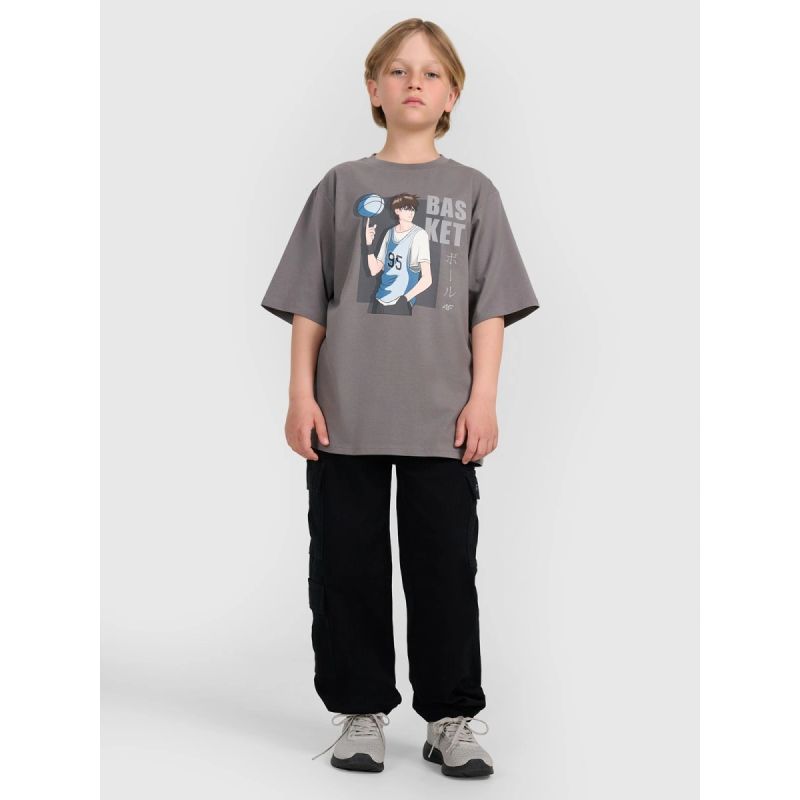 Boy's oversize T-shirt with print 4F 4FJRAW25TTSHM3062-24S *Kategoria tymczasowa Your Sports Performance