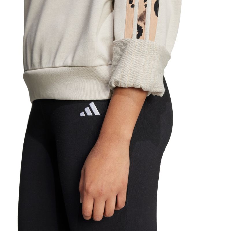 Women's adidas Animal Print 3-Stripes French Terry Sweatshirt Cream JM1836 In preparation Adidas