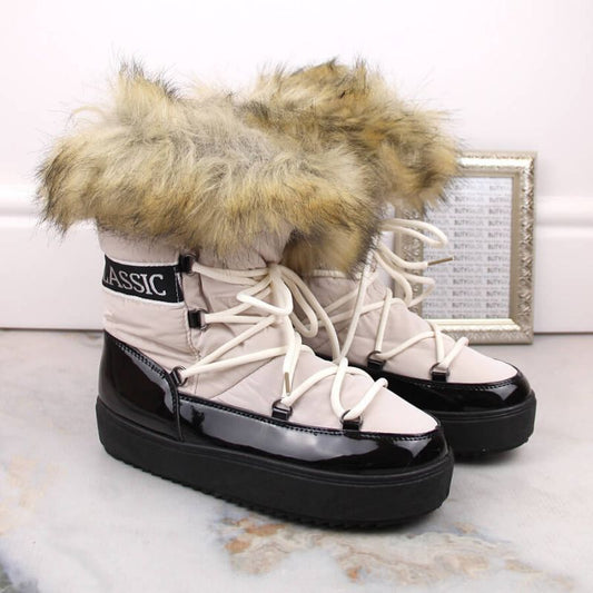 Vinceza W JAN262 beige lace-up snow boots with fur Footwear/Outdoor/Vinceza Your Sports Performance