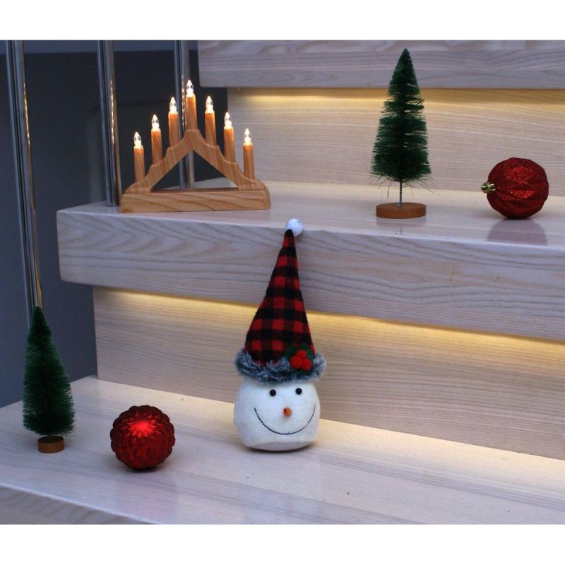 DECORATIVE SNOWMAN 20CM WITH A RED AND BLACK CHECKERED HAT Clothing Your Sports Performance