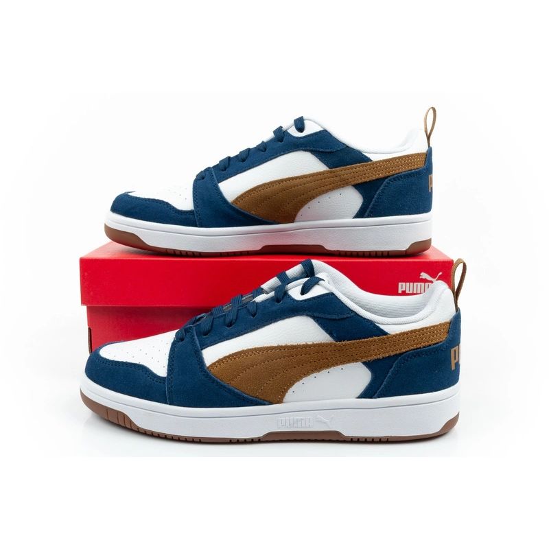 Puma Rebound v6 men's sports sneakers fashionable comfortable white navy brown Puma