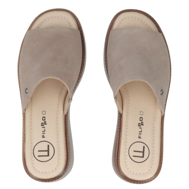 Filippo DK7798 Women's Taupe Leather Slides