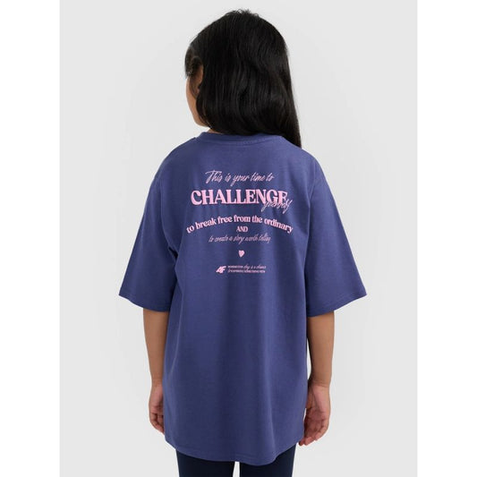Oversized T-shirt with print for girls 4F 4FJRAW25TTSHF3187-33S *Kategoria tymczasowa Your Sports Performance