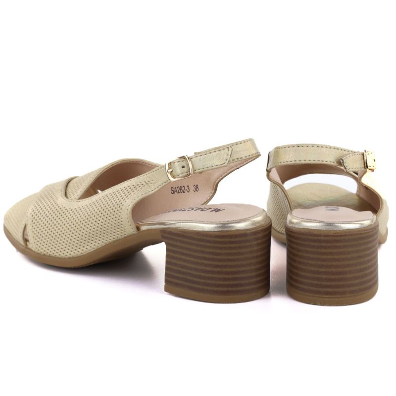 Comfortable gold women's sandals with a block heel M.Daszyński SA262-3 M. Daszyński