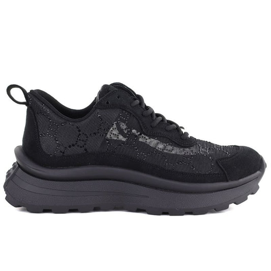 Women's sneakers with mesh and rhinestones black Goe TT2N4041 Goe