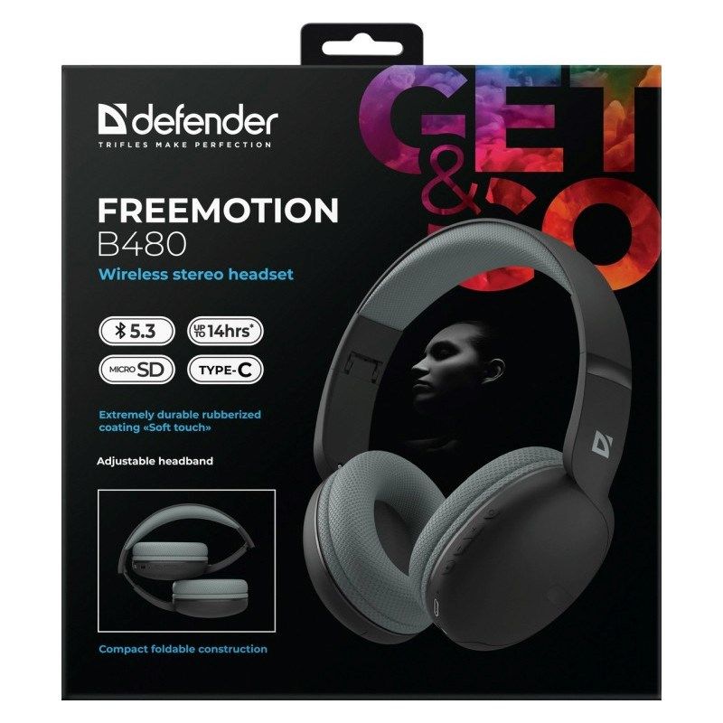 Defender Bluetooth Freemotion Over-Ear Headphones B480 Black 63480 In preparation Your Sports Performance