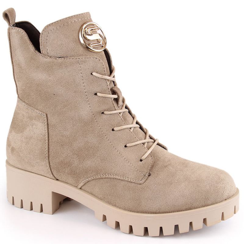 Insulated suede ankle boots with high heel and platform M.Daszyński W SAN22, beige Footwear/Lifestyle/M.Daszyński Your Sports Performance