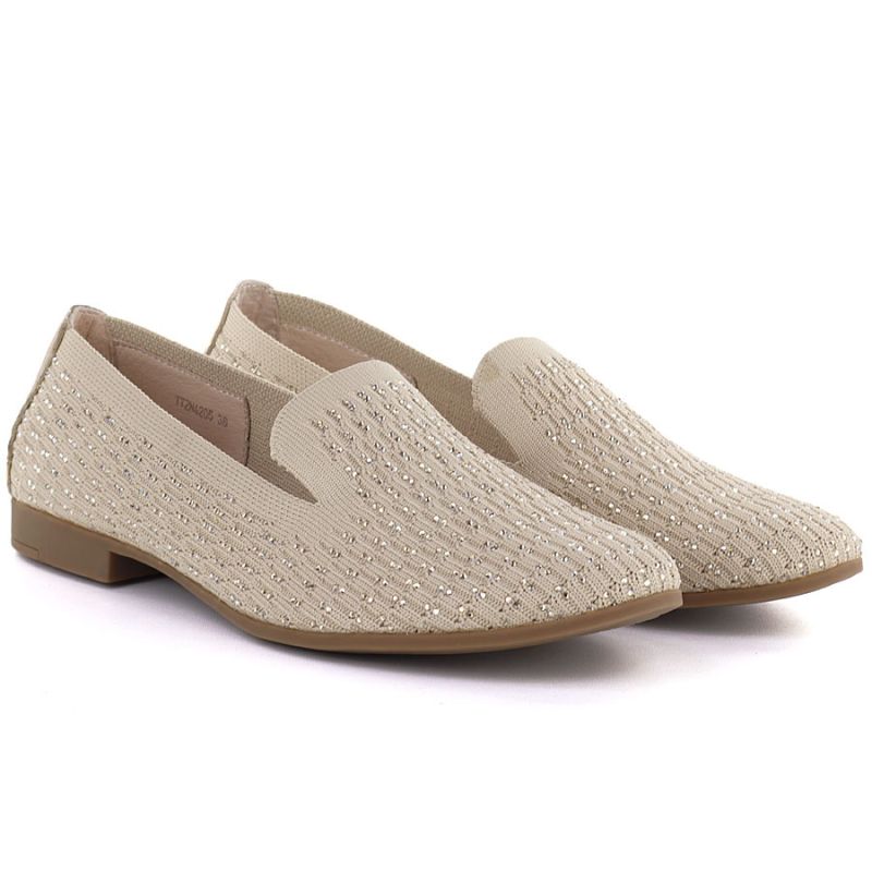 Women's beige lords shoes with zircons Bugatti TT2N4205 Bugatti