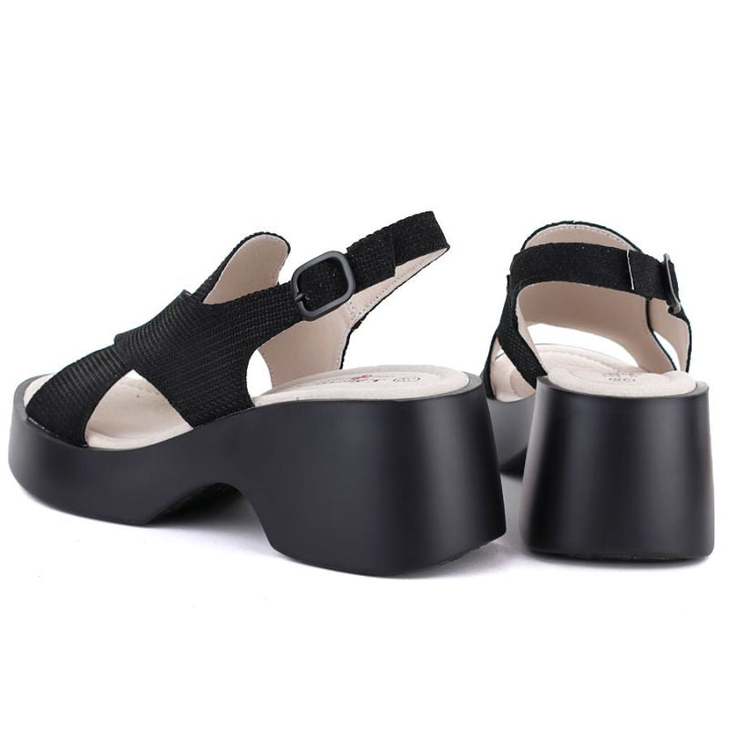 Women's leather sandals on a black platform S.Barski 7005 S.Barski