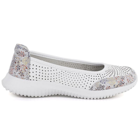 Women's leather openwork shoes, white, S.Barski 7036 S.Barski