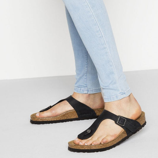 Birkenstock Gizeh NU Oiled Black Regular Women's/Men's Flip-Flops Oiled Leather for Wide Feet (0845251) Footwear/Lifestyle/Birkenstock/Japonki Birkenstock