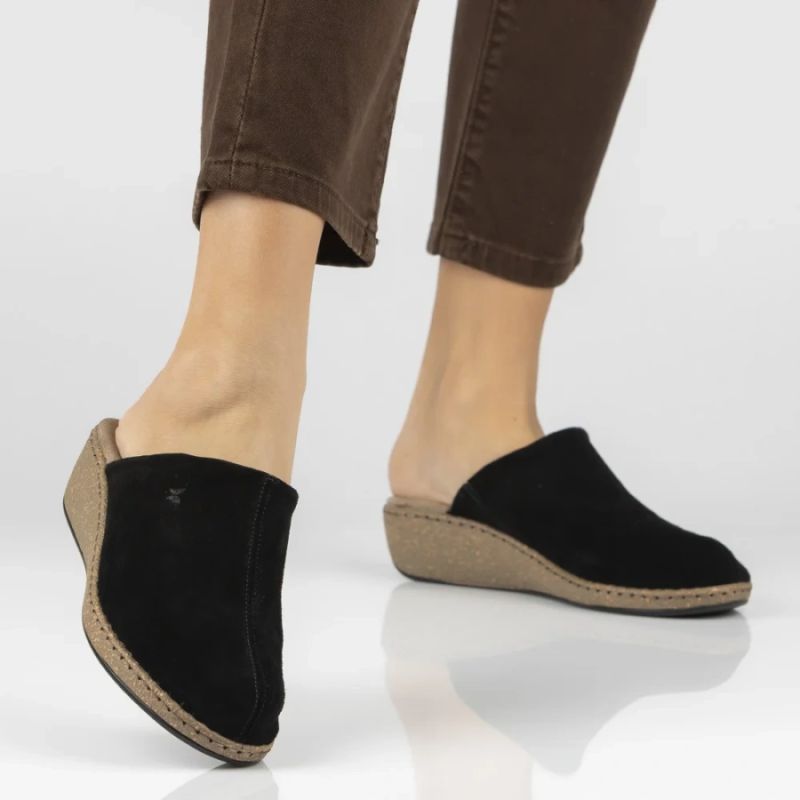 Black leather wedge sandals Filippo DK7567