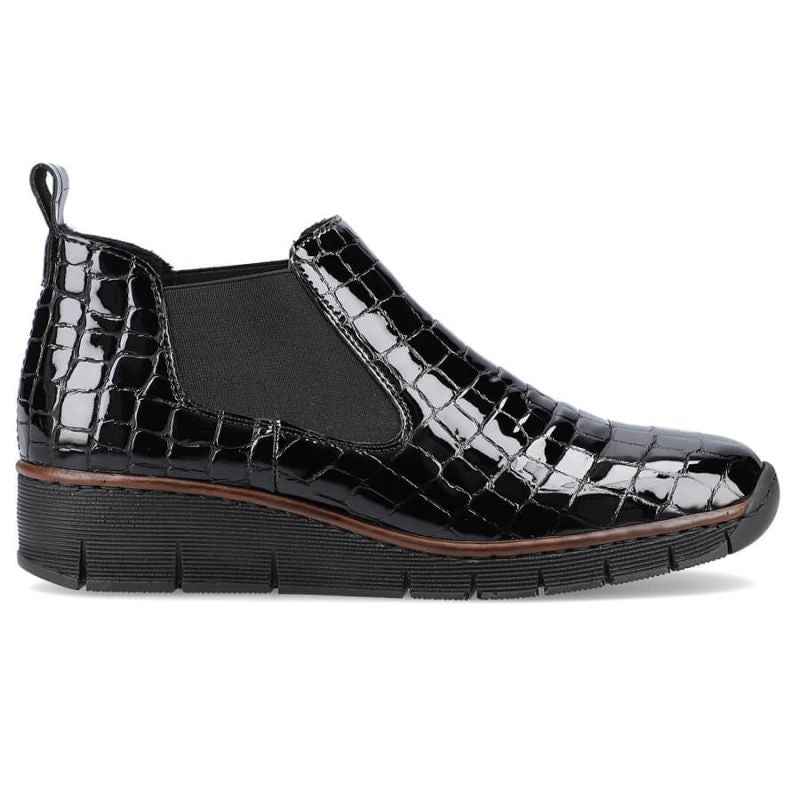 Rieker W R474 snakeskin leather ankle boots black