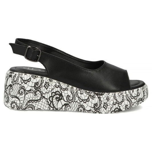 Women's leather wedge sandals, black, Filippo DS7580 Filippo