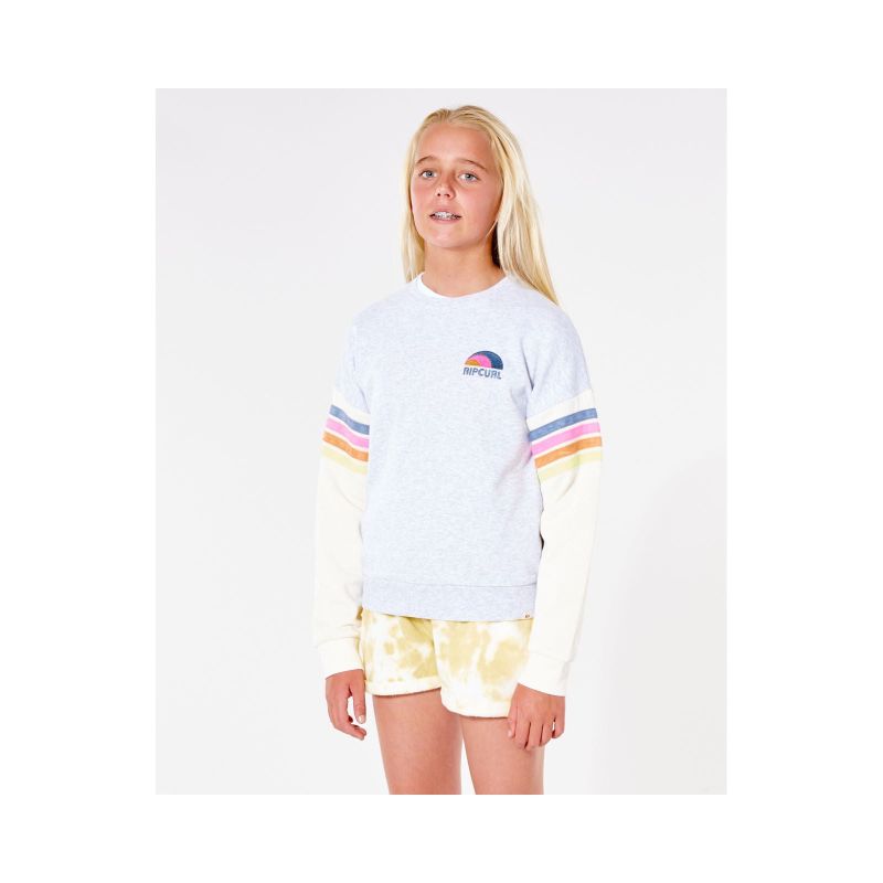 RIP CURL Surf Revival Crew Sweatshirt - Girl - Light Gray Import z PMSport Your Sports Performance