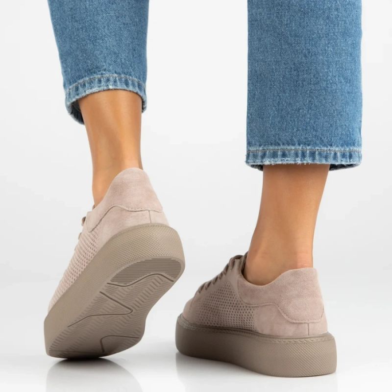Women's leather shoes, sneakers, beige, Filippo DP7502/26 Filippo