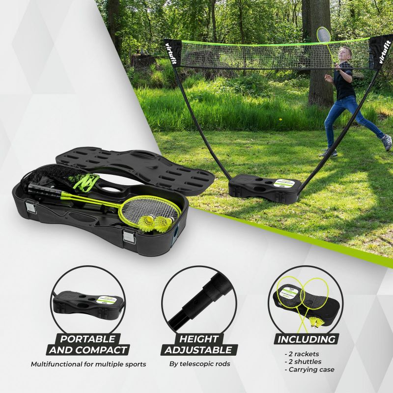 VIRTUFIT 2-IN-1 PORTABLE BADMINTON AND TENNIS SET - INCLUDES CASE AND RACKETS In preparation Your Sports Performance
