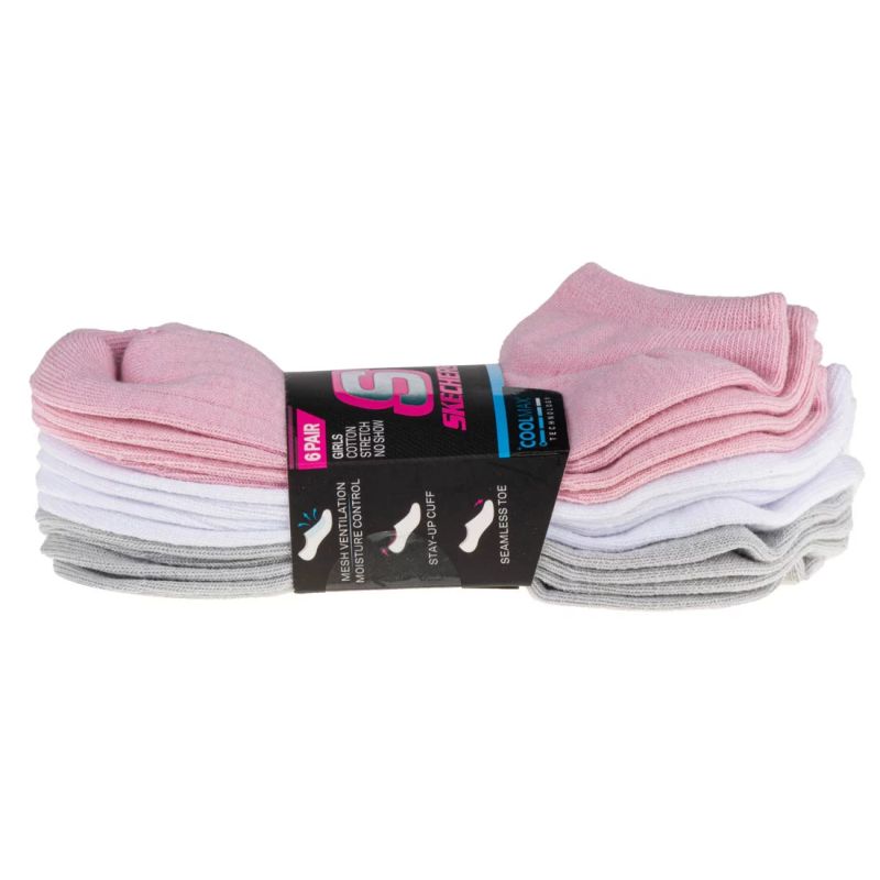 Skechers 6pk Girls Terry No Show S115059-PKGY multicolored 31-34 In preparation Your Sports Performance