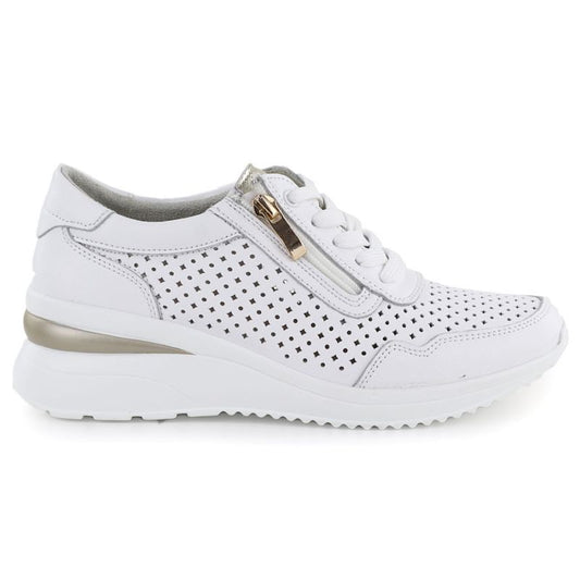 White openwork leather wedge sneakers Vinceza 95402 Vinceza