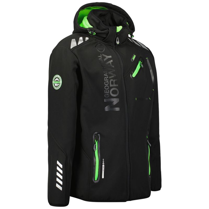 Geographical Norway ROYAUTE BLACK / GREEN DB MEN 068 BLACK / GREEN men's softshell jacket (WY8026H/GN-NOIR / VERT) Geographical Norway