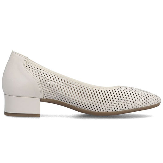 Women's leather pumps with openwork, beige Rieker 43459-60 Rieker