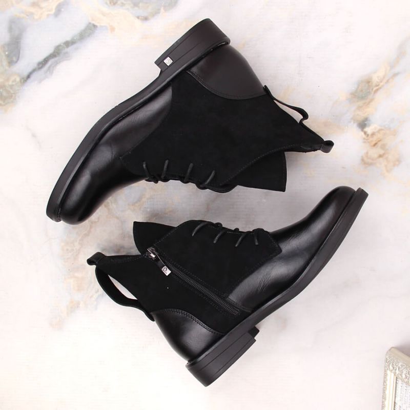Insulated flat-heeled ankle boots Potocki W WOL88C, black Footwear/Outdoor/Potocki Your Sports Performance