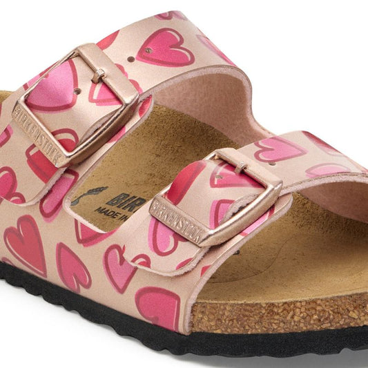 Birkenstock ARIZONA KIDS BS 1030434 ELECTRIC METALLIC COPPER HEARTS flip-flops (standard width) Birkenstock
