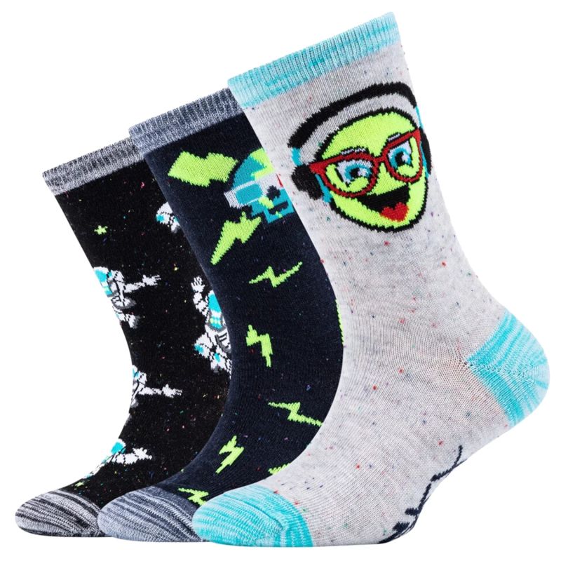 Skechers 3PPK Boys Casual Space and Smileys Socks SK41060-5801 Multicolored 23-26 In preparation Your Sports Performance