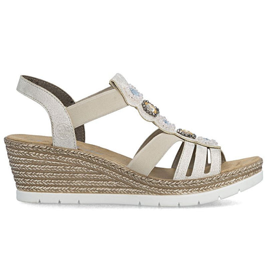 Women's comfortable beige espadrille sandals Rieker 619B2-60 Rieker